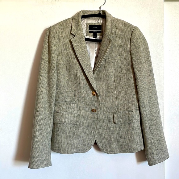 J. Crew grey herringbone tweed blazer in a size 4